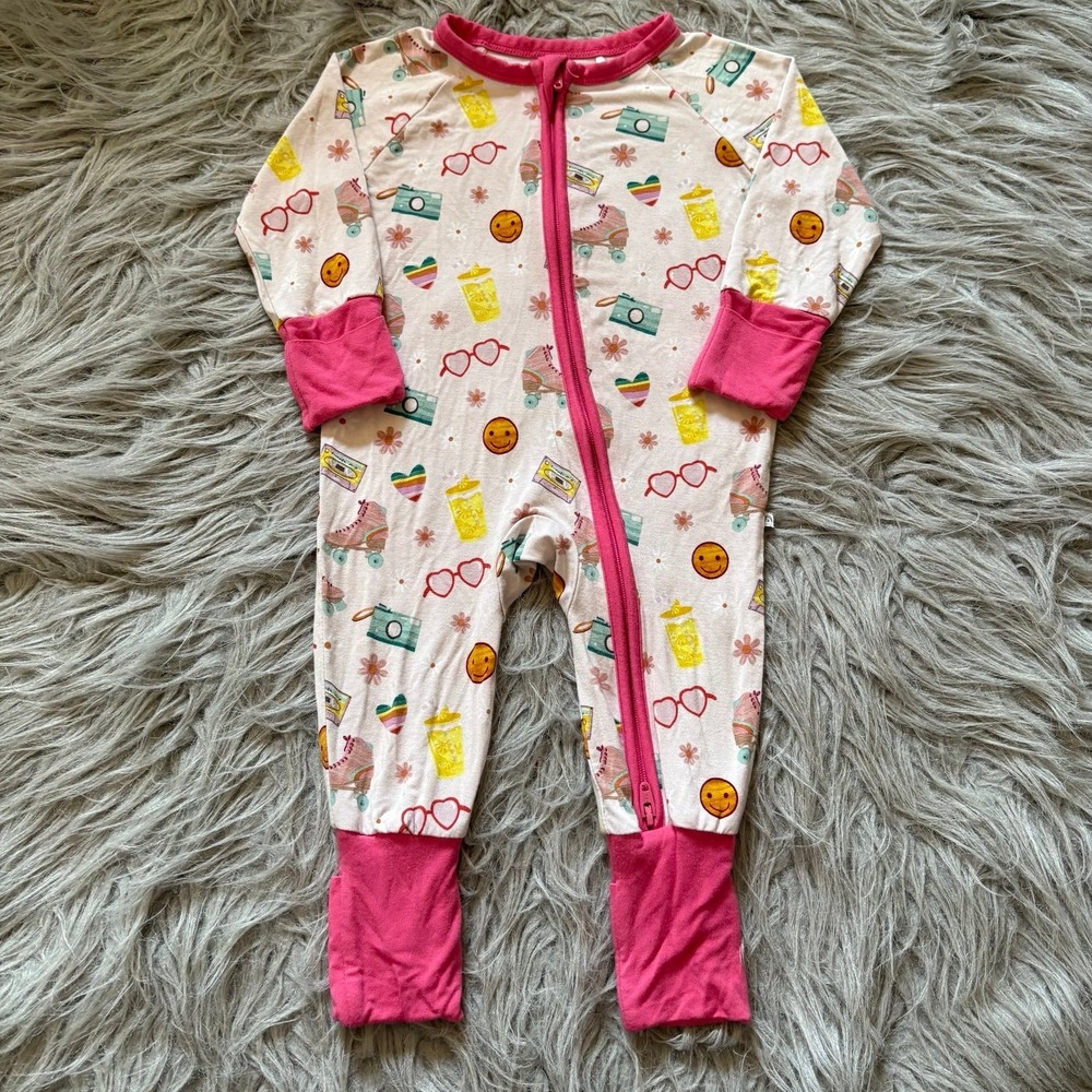 Emerson & Friends Convertible Bamboo Zippy Sleeper Pink Baby Girl 0-3 Months‎